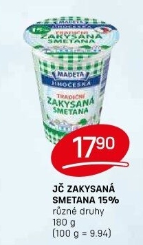 Smetana zakysaná Jihočeská Madeta 15%
