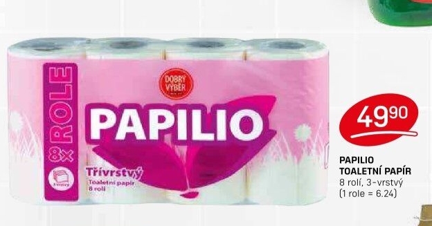 Toaletní papír 3vrstvý Papilio Dobrý Výběr