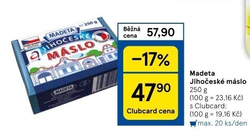 Máslo Jihočeské Madeta