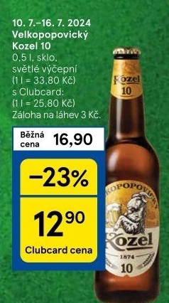 Pivo světlé výčepní 10°Velkopopovický Kozel