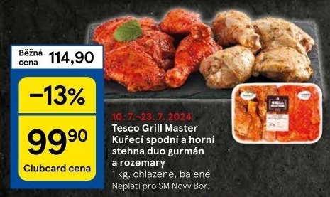 Marinovaná kuřecí stehna Gurmán a Rozemary Grill Master Tesco