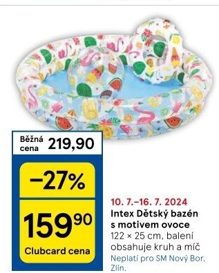 Nafukovací dětský bazén Intex