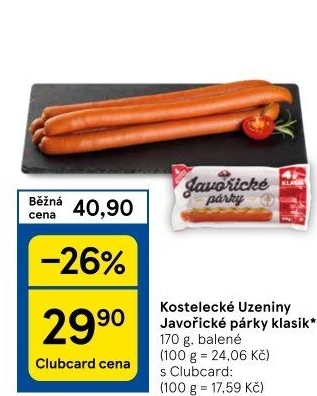 Párky javořické Kostelecké uzeniny
