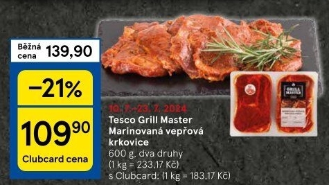 Vepřová krkovice marinovaná Grill Master Tesco