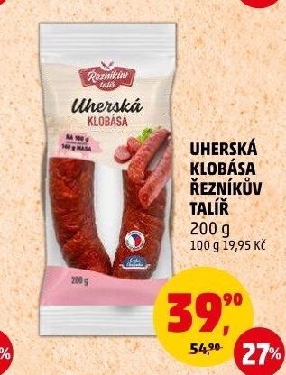 Uherská klobása Řezníkův talíř