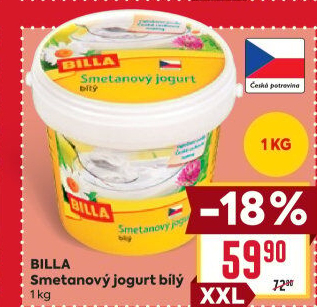 Bílý jogurt smetanový Billa