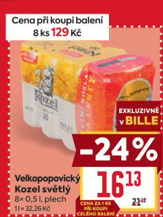 Pivo světlé výčepní 10°Velkopopovický Kozel