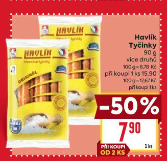 Tyčinky trvanlivé se sýrem a solí Havlík