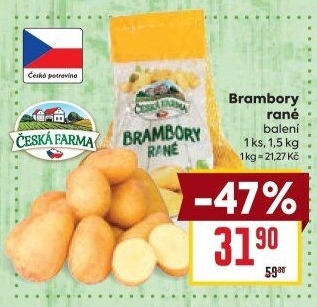 Brambory konzumní rané Česká farma