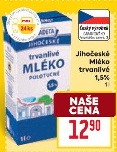 Mléko trvanlivé Jihočeské Madeta - 1,5% polotučné