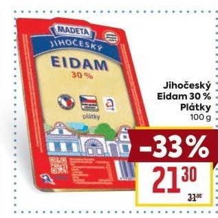 Sýr Eidam Jihočeský 30% Madeta
