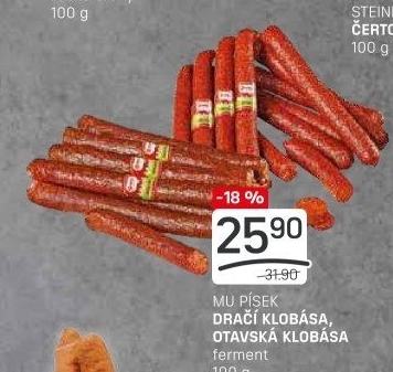 Dračí klobása Maso uzeniny Písek