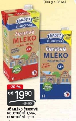 Mléko čerstvé Jihočeské Madeta
