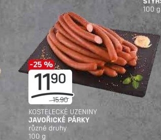 Párky javořické Kostelecké uzeniny