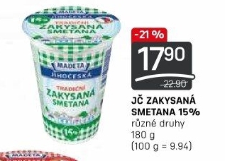 Smetana zakysaná Jihočeská Madeta 15%