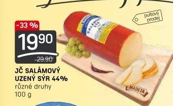 Sýr uzený salámový 44% Jihočeský Madeta
