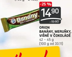 Tyčinka Banány v čokoládě Orion
