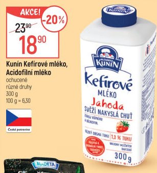 Acidofilní mléko ochucené Mlékárna Kunín
