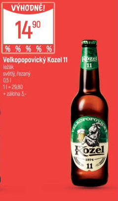 Pivo světlý ležák 11° Medium Velkopopovický Kozel