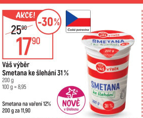 Smetana ke šlehání 31% Váš Výběr