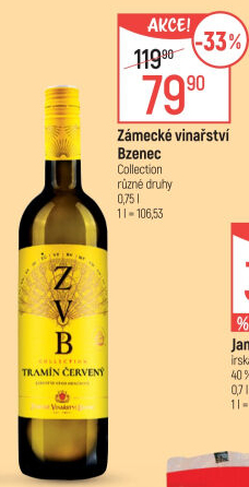 Víno Tramín červený Collection Zámecké vinařství Bzenec