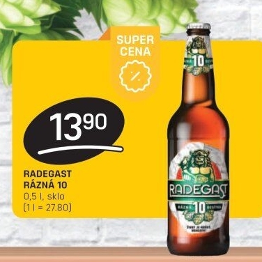 Pivo světlé výčepní Rázná 10° Radegast