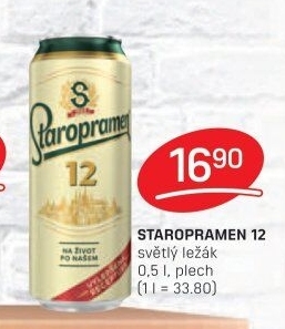 Pivo světlý ležák 12° Staropramen