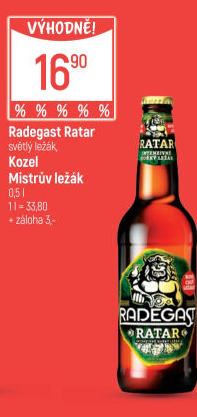Pivo světlý ležák Ratar Radegast