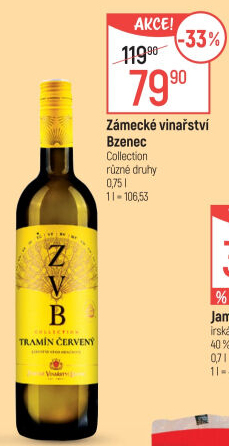 Víno Tramín červený Collection Zámecké vinařství Bzenec