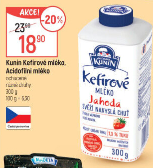 Acidofilní mléko ochucené Mlékárna Kunín