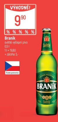 Pivo světlé výčepní 10° Braník