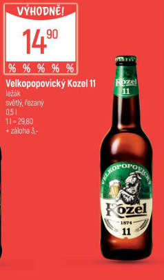 Pivo světlý ležák 11° Medium Velkopopovický Kozel