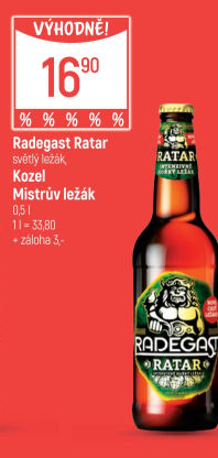 Pivo světlý ležák Ratar Radegast