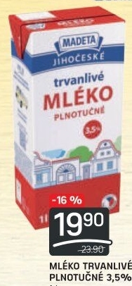 Mléko trvanlivé Jihočeské Madeta - 3,5% plnotučné