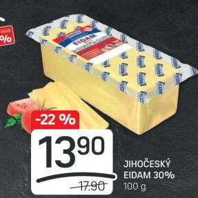 Sýr Eidam Jihočeský 30% Madeta