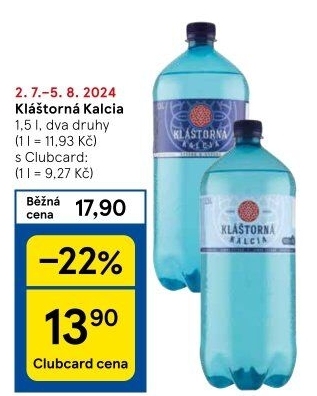 Minerální voda kalcia Kláštorná