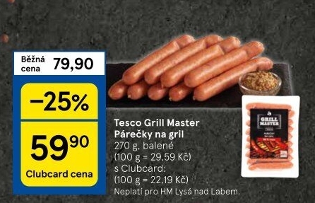 Párečky na gril Grill Master Tesco