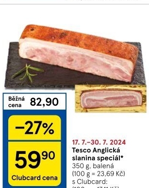 Anglická slanina speciál Tesco