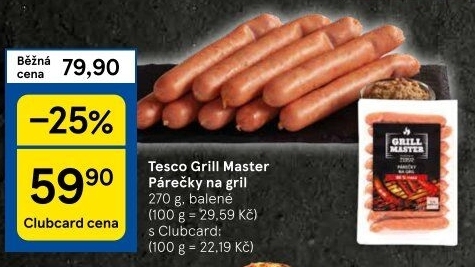 Párečky na gril Grill Master Tesco