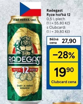 Pivo světlý ležák 12° Ryze hořká Radegast
