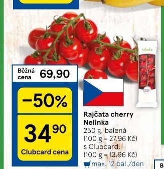 Rajčata cherry keříková Čerstvě utrženo