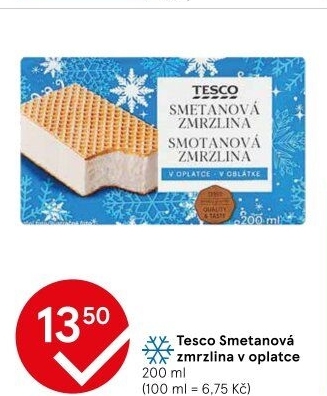Smetanová zmrzlina v oplatce Tesco