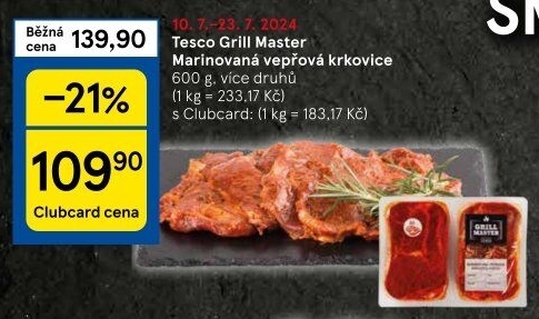 Vepřová krkovice marinovaná Grill Master Tesco