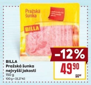 Šunka pražská nejvyšší jakosti Billa