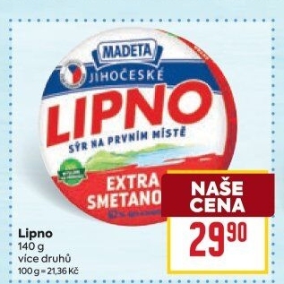 Tavený sýr Jihočeské Lipno Madeta