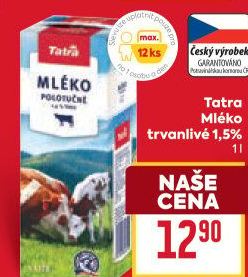Mléko trvanlivé Tatra - 1,5% polotučné