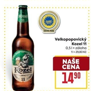 Pivo světlý ležák 11° Medium Velkopopovický Kozel