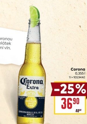 Pivo světlý ležák Corona Extra