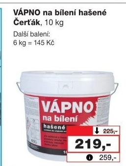 Hašené vápno Čerťák Barvy a laky Hostivař