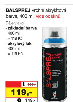 Univerzální základní barva ve spreji Balsprej Barvy a laky Hostivař